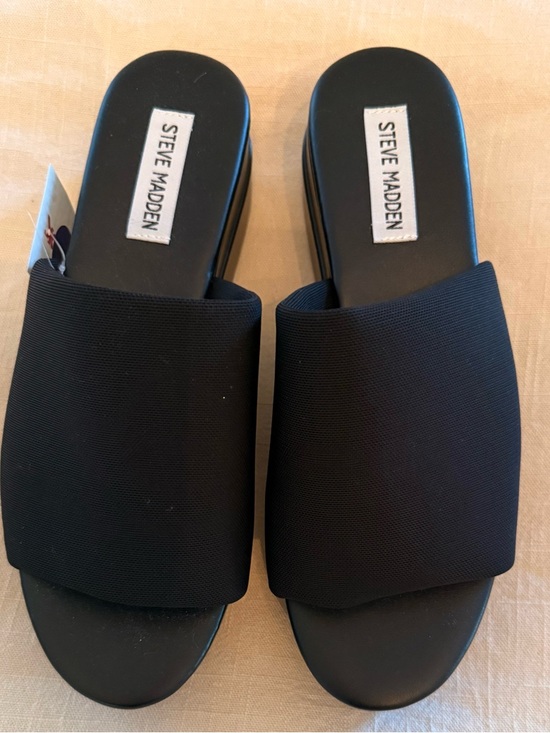 Steve Madden Shoes - Steve Madden Black Wide-Band Slide Mules